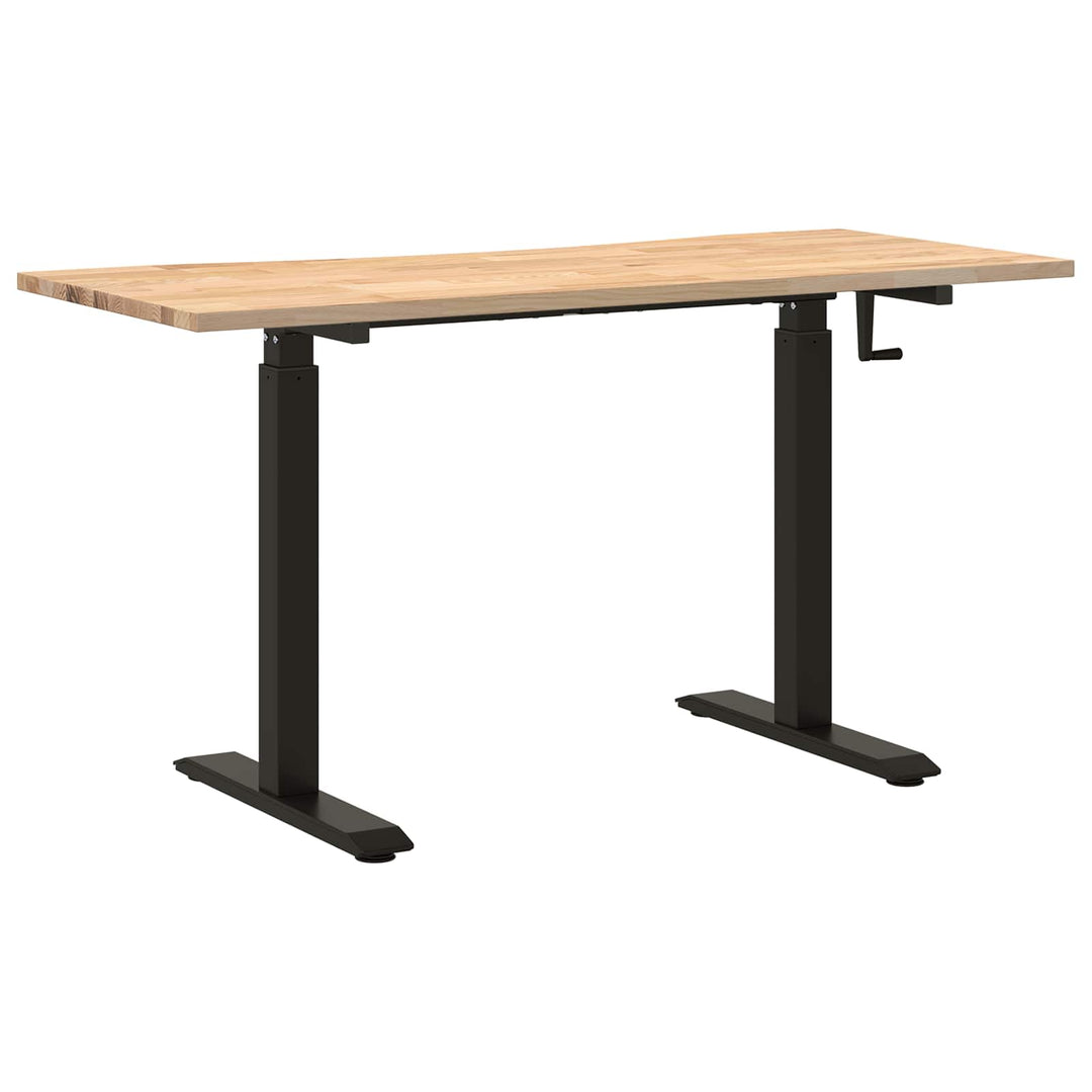 Bord med opbevaring Sort og naturlig 140 x 60 cm Massivt Eg Træ