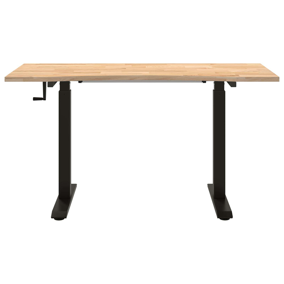 Bord med opbevaring Sort og naturlig 140 x 60 cm Massivt Eg Træ