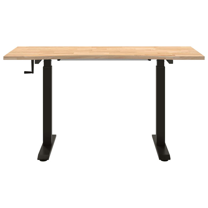 Bord med opbevaring Sort og naturlig 140 x 60 cm Massivt Eg Træ