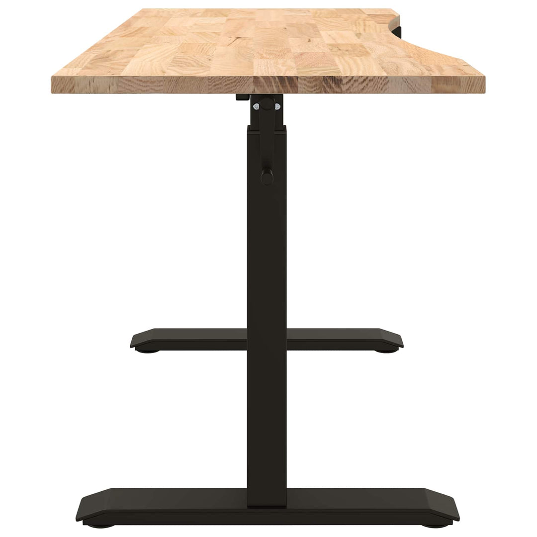 Bord med opbevaring Sort og naturlig 140 x 60 cm Massivt Eg Træ