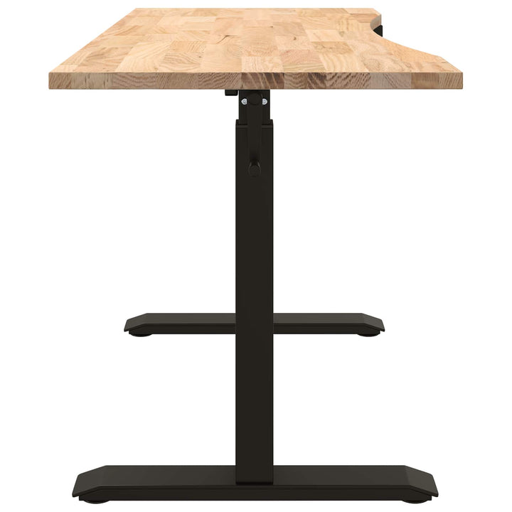 Bord med opbevaring Sort og naturlig 140 x 60 cm Massivt Eg Træ