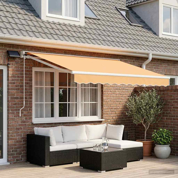 Manuel markise-ramme med LED-lys Sandfarvet 2,5 x 2 m