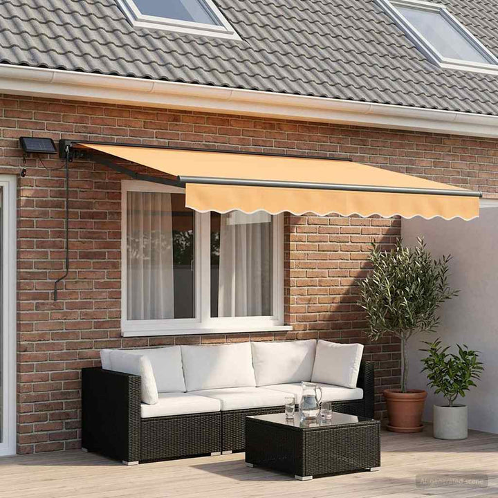 Manuel markise-ramme med LED-lys Sandfarvet 2,5 x 2 m