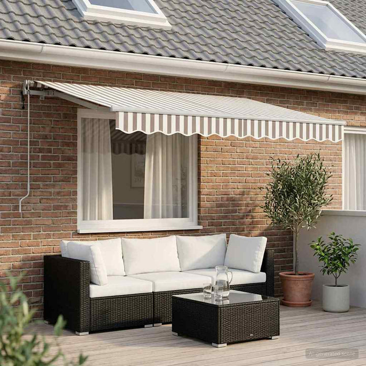 Udtrækkelig markise Lys Grå og Hvid 350 x 250 cm