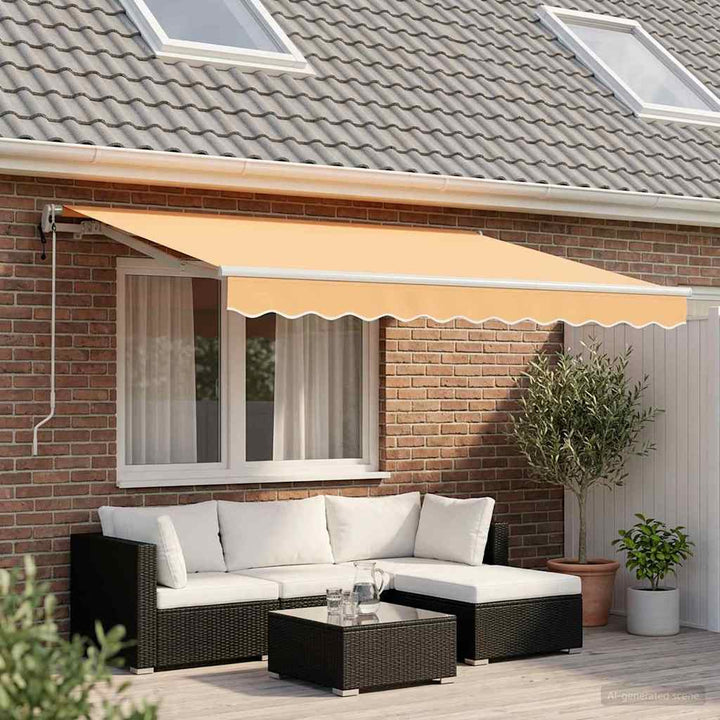 Udtrækkelig markise Sandfarvet 350 x 250 cm Stof og aluminium