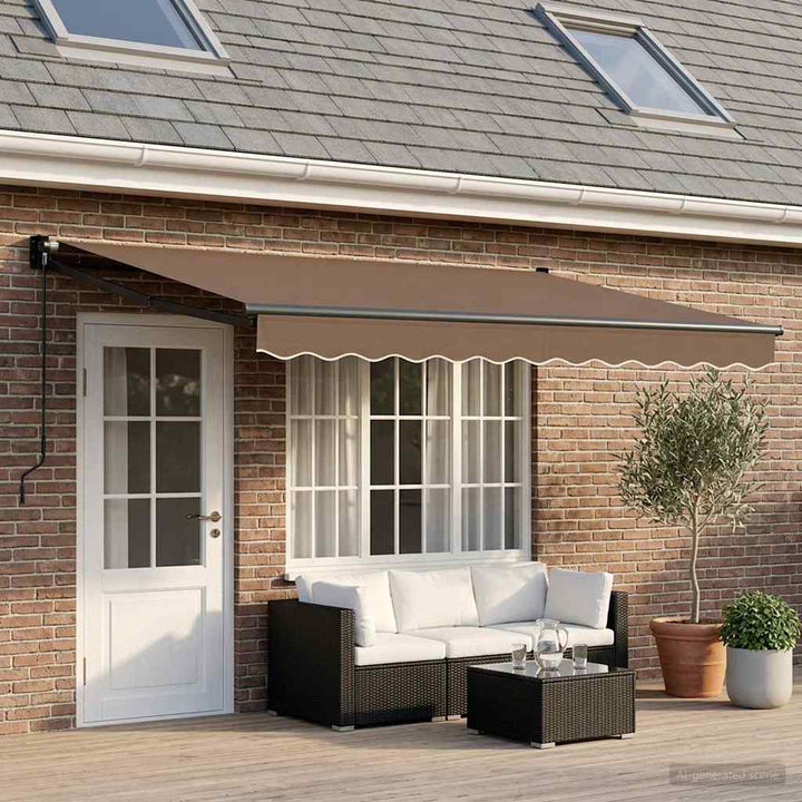 Udtrækkelig markise Gråbrun 4 × 3 m 100% Polyester og Aluminium