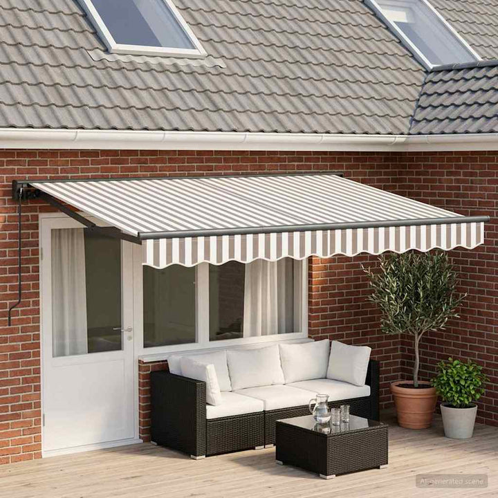 Udtrækkelig markise Lys Grå og Hvid 5 x 3 m