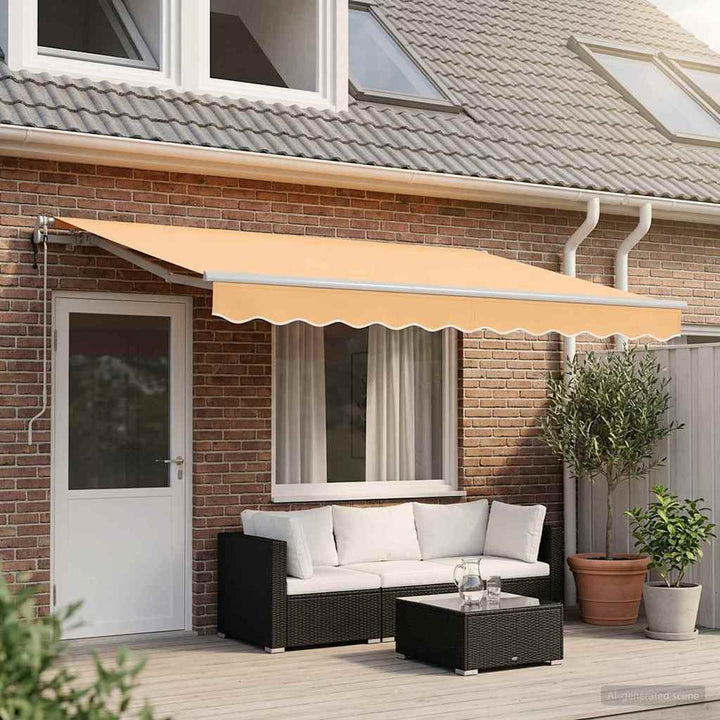 Udtrækkelig markise Sandfarvet 500 × 300 cm Stof og aluminium