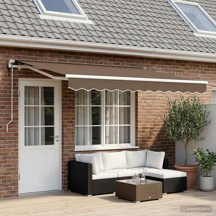 Udtrækkelig markise Gråbrun 450 × 300 cm Stof og aluminium