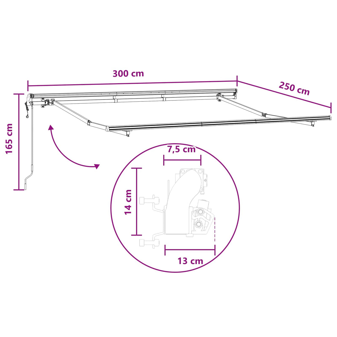 Udtrækkelig markise Sandfarvet 300 x 250 cm Stof og aluminium