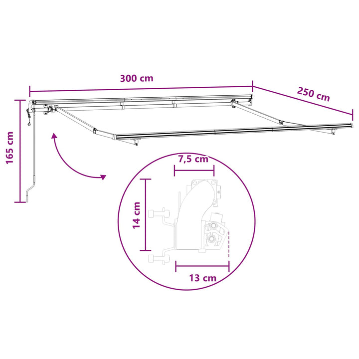 Udtrækkelig markise Sandfarvet 300 x 250 cm Stof og aluminium