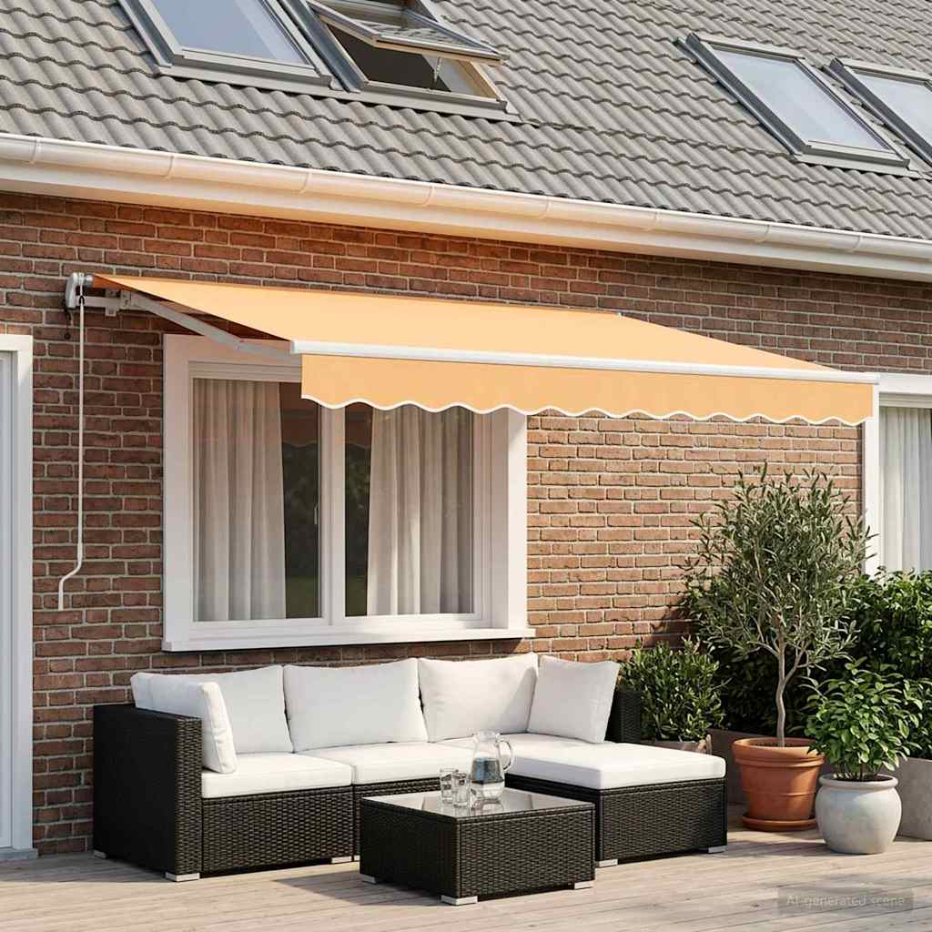 Udtrækkelig markise Sandfarvet 350 x 250 cm Polyester