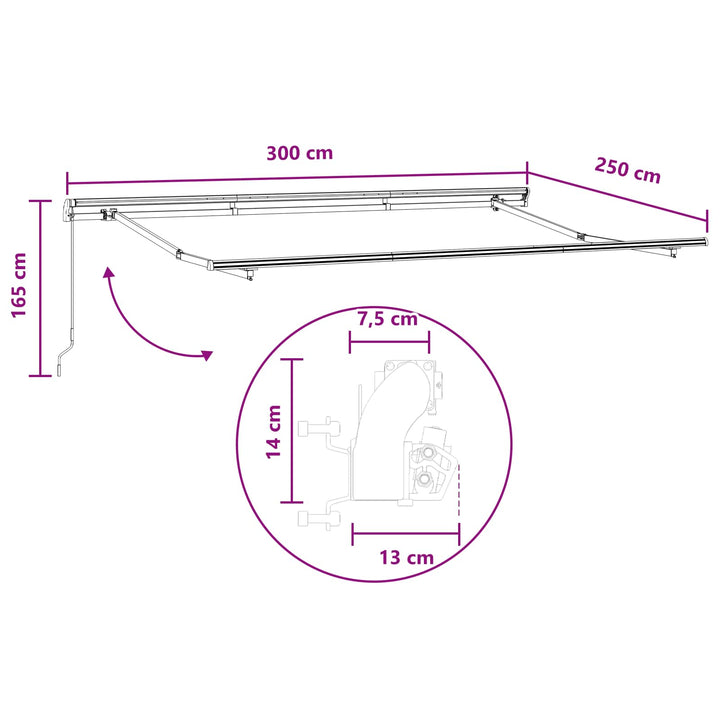 Utrækkelig Markise Lys Grå og Hvid 300 x 250 cm
