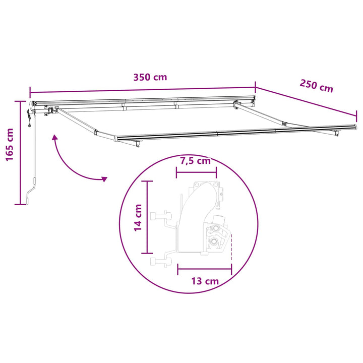 Udtrækkelig markise Sandfarvet 350 x 250 cm Stof og aluminium