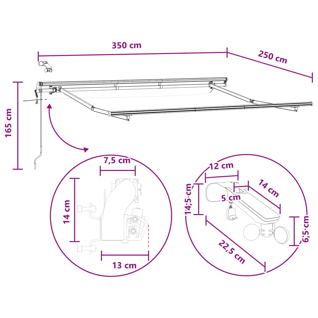 Markiseduge Sandfarvet 350 x 250 cm Polyester
