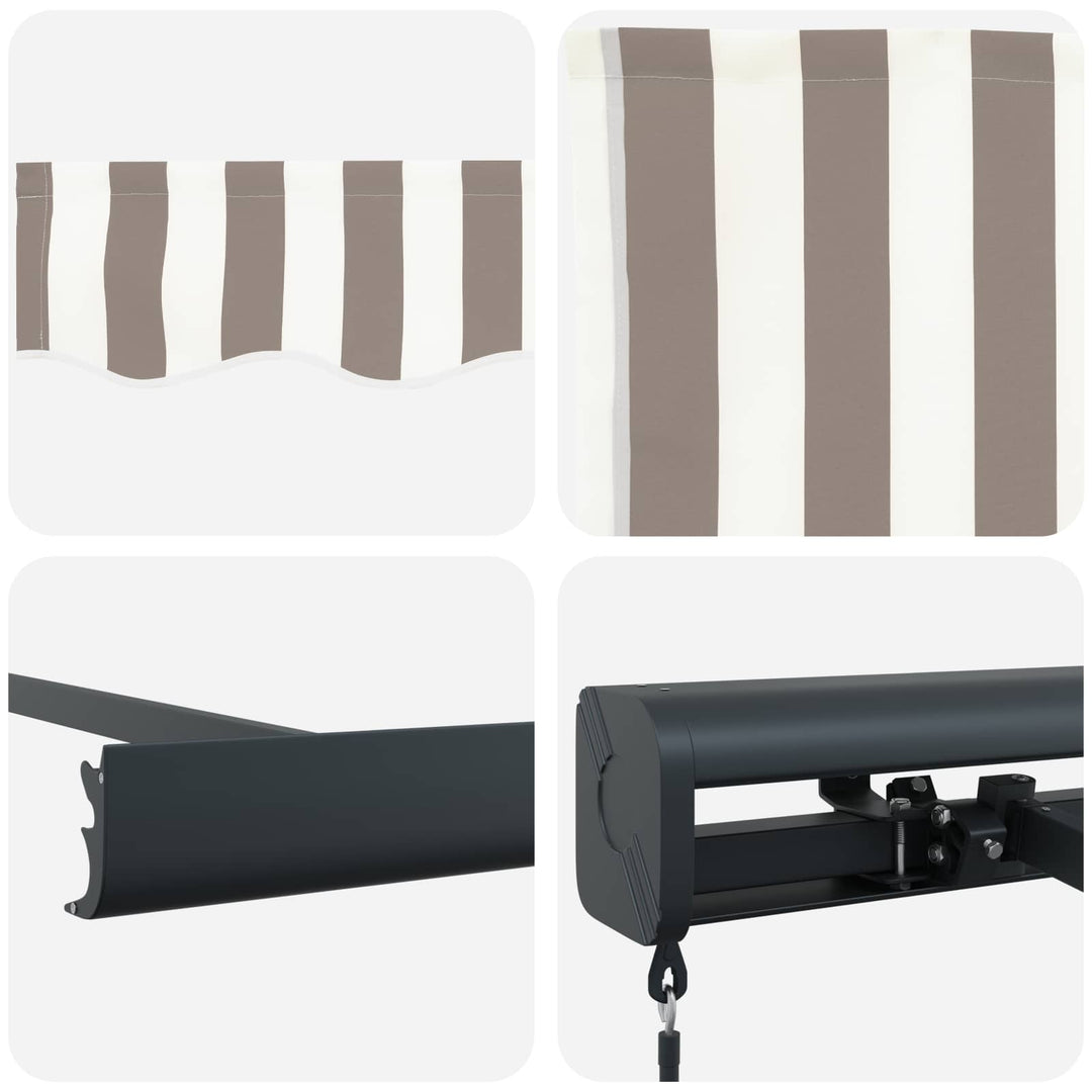 Utrækkelig Markise Lys Grå og Hvid 350 x 250 cm Stof og Metal