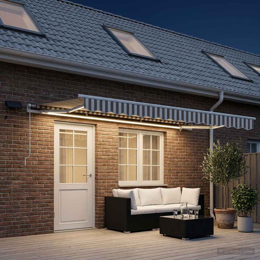 Udtrækkelig markise Lys Grå og Hvid 600 × 300 cm