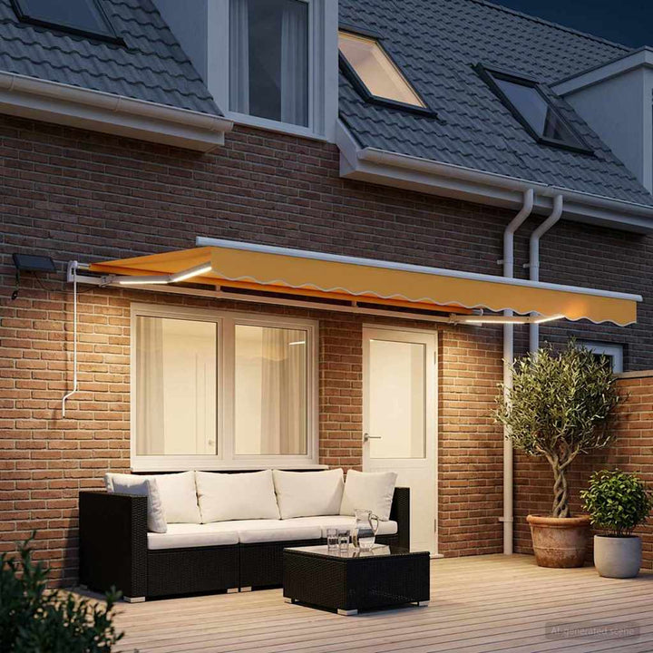 Udtrækkelig markise Sandfarvet 500 × 300 cm Stof og aluminium