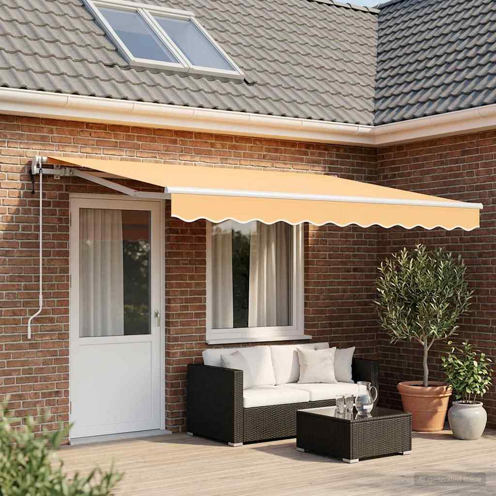 Udtrækkelig markise Sandfarvet 400 × 350 cm Polyester