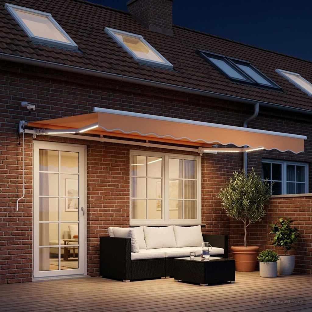 Udtrækkelig markise Sandfarvet 400 × 350 cm Polyester