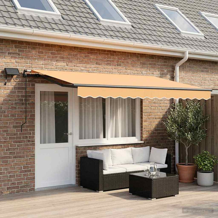 Udtrækkelig markise Sandfarvet 500 × 300 cm Stof og aluminium