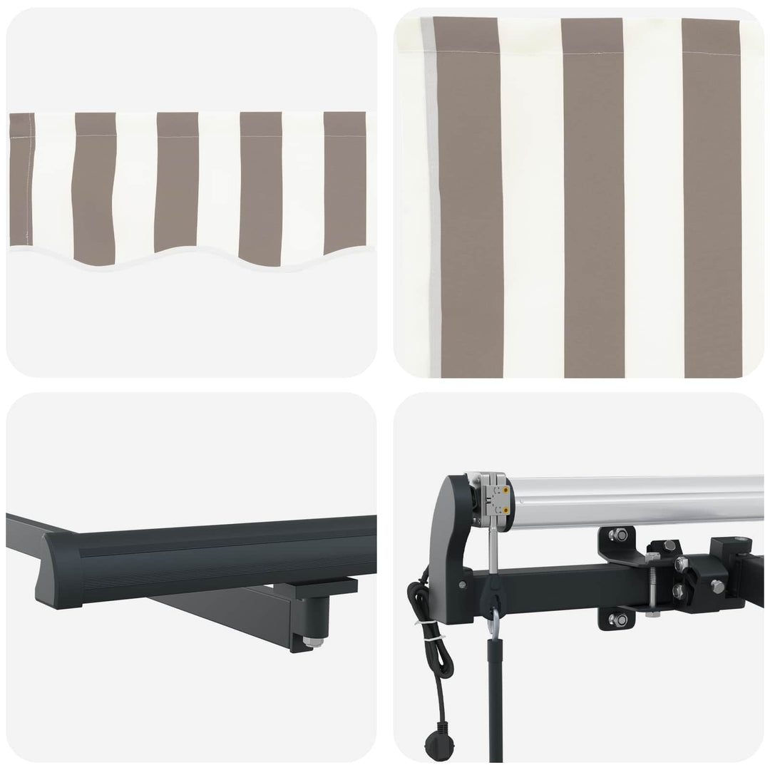 Udtrækkelig markise Lys Grå og Hvid 400 × 300 cm Polyester