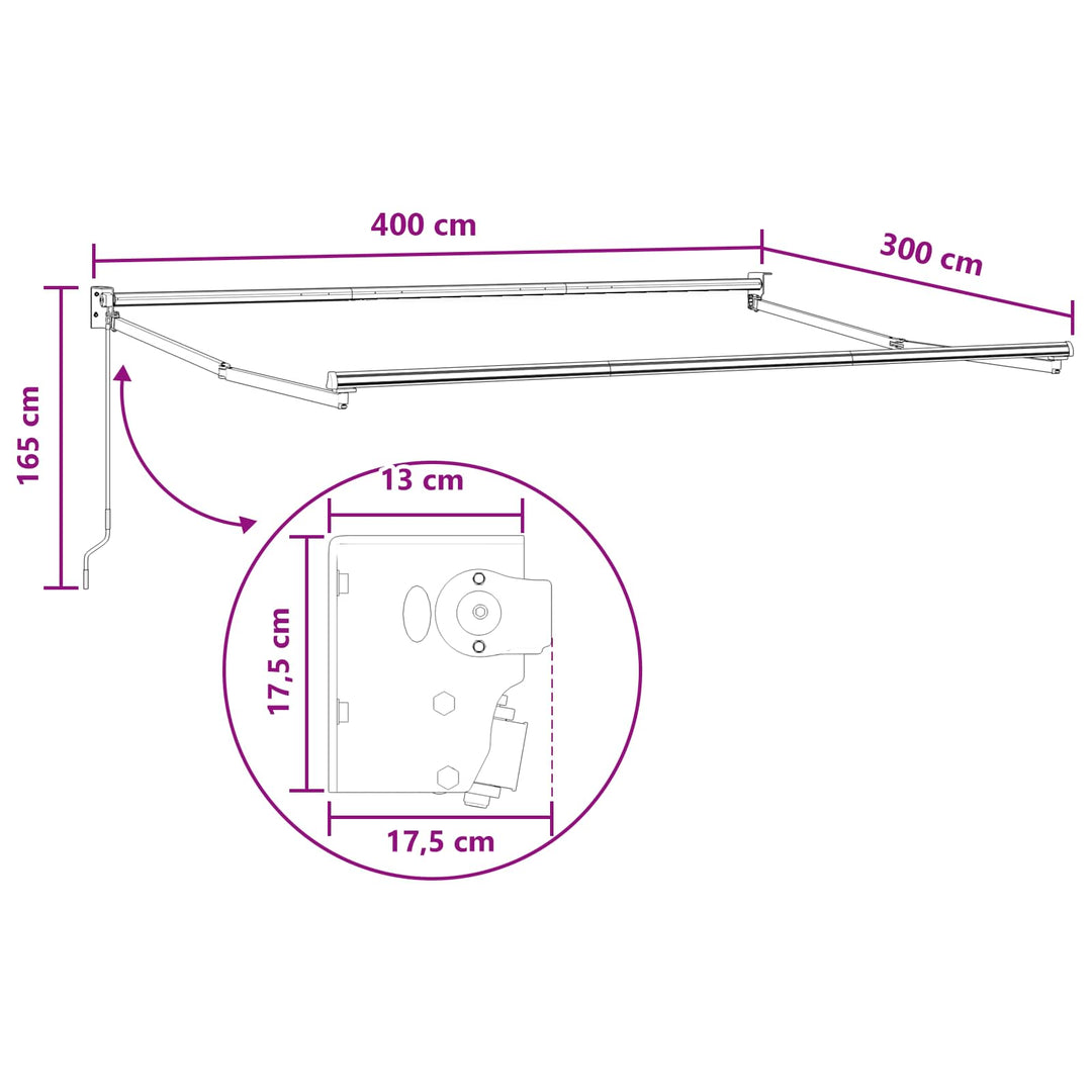 Udtrækkelig markise Gråbrun 4 × 3 m 100% Polyester og Aluminium