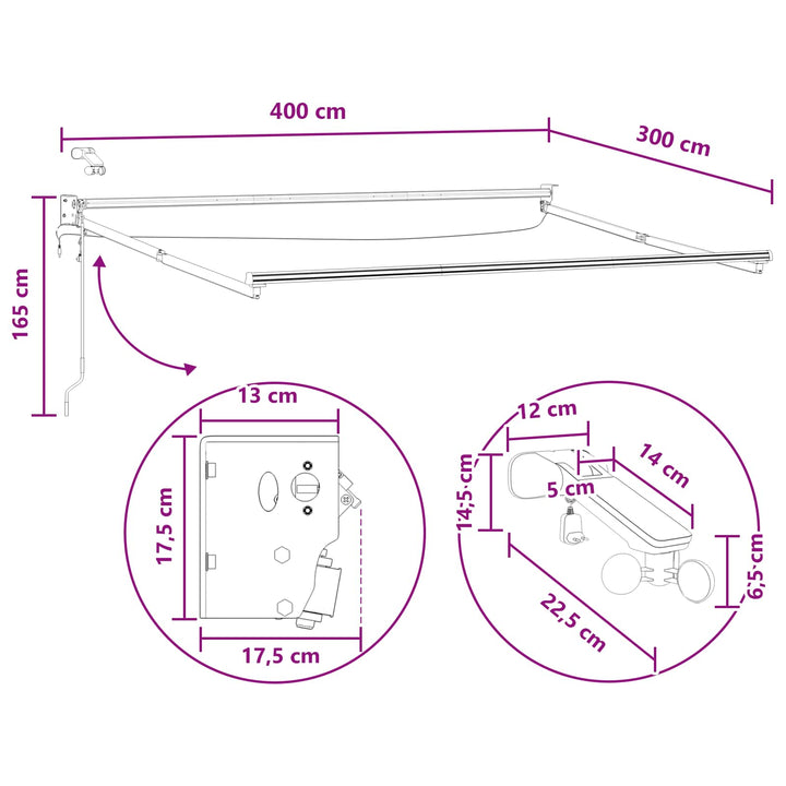 Elektrisk Utrækkelig Markise Gråbrun