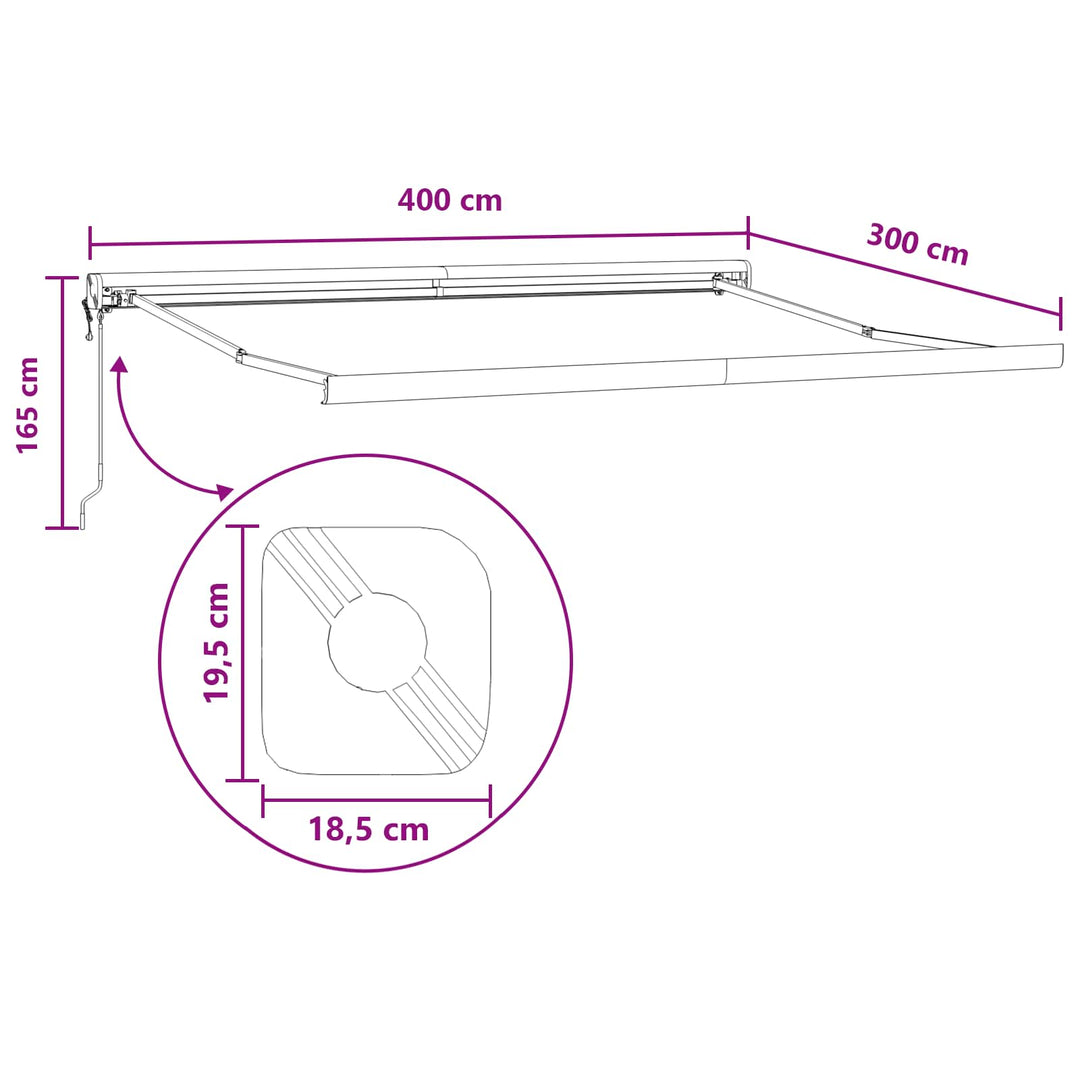 Udtrækkelig markise Sandfarvet 400 × 300 cm Stof og Metal