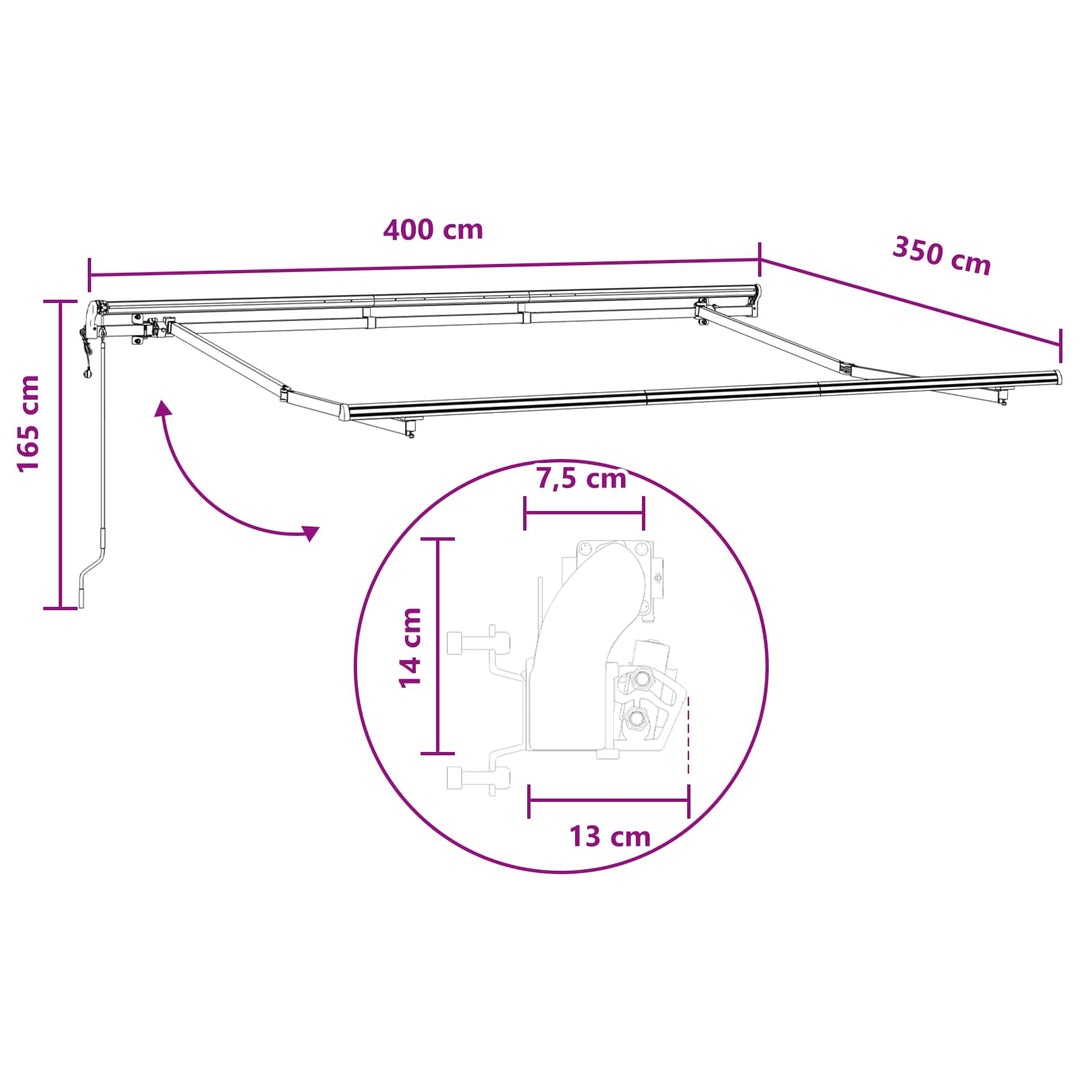 Udtrækkelig markise Sandfarvet 400 × 350 cm Stof og aluminium