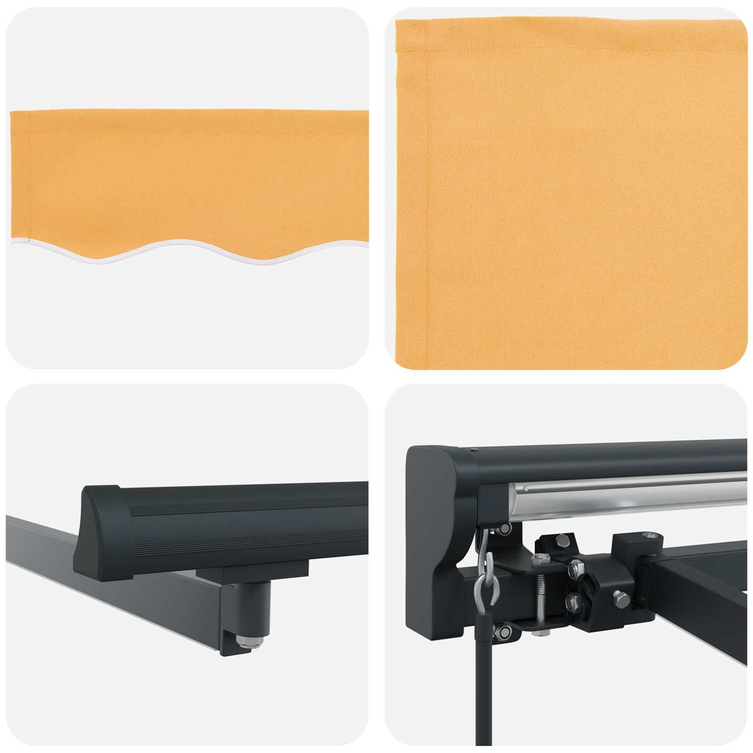 Manuel markise-ramme med LED-lys Sandfarvet 4 × 3,5 m
