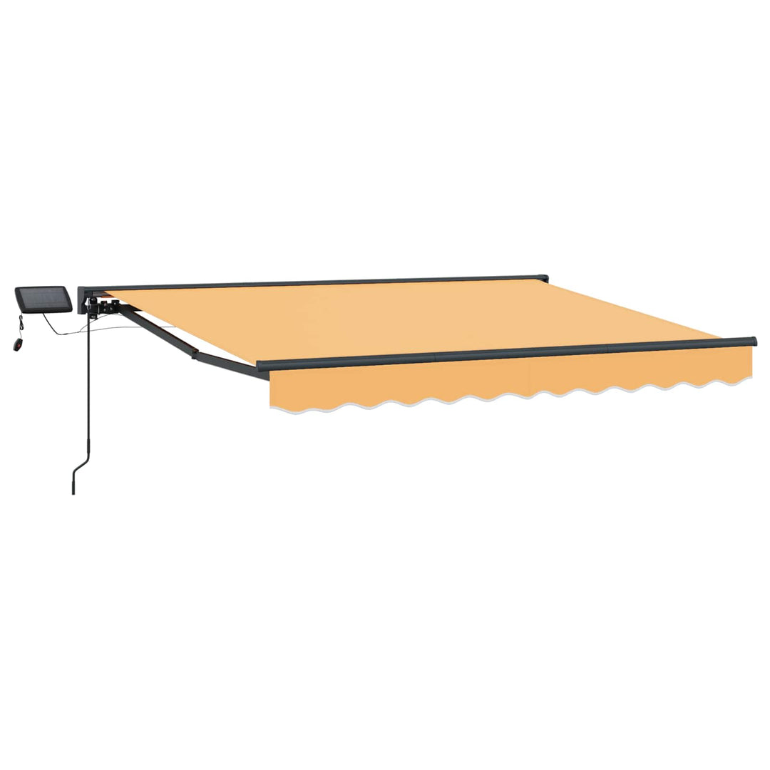 Manuel markise-ramme med LED-lys Sandfarvet 4 × 3,5 m
