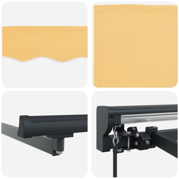 Manuel markise-ramme med LED-lys Sandfarvet 4,5 × 3 m