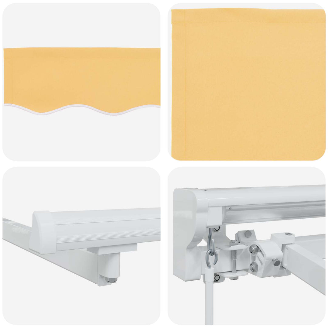 Manuel markise-ramme med LED-lys Sandfarvet 4,5 × 3,5 m
