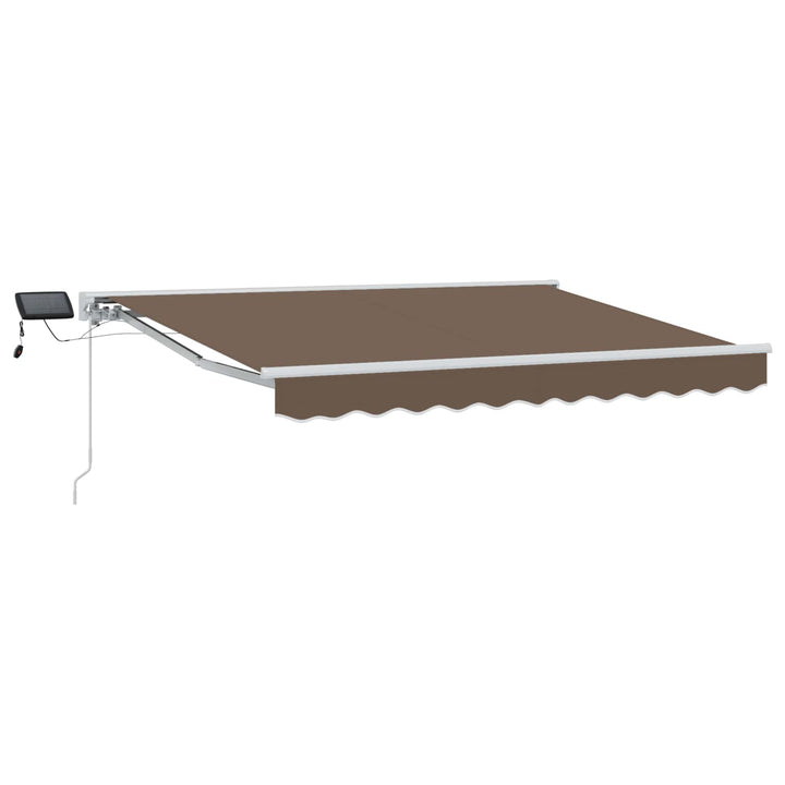 Manuel markise-ramme med LED-lys Gråbrun 4,5 × 3,5 m