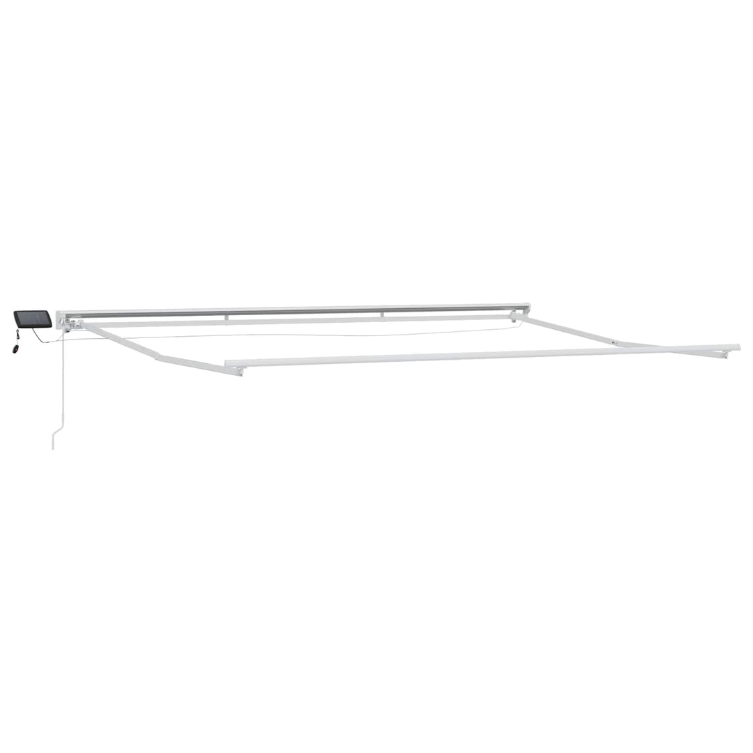 Manuel markise-ramme med LED-lys Gråbrun 4,5 × 3,5 m