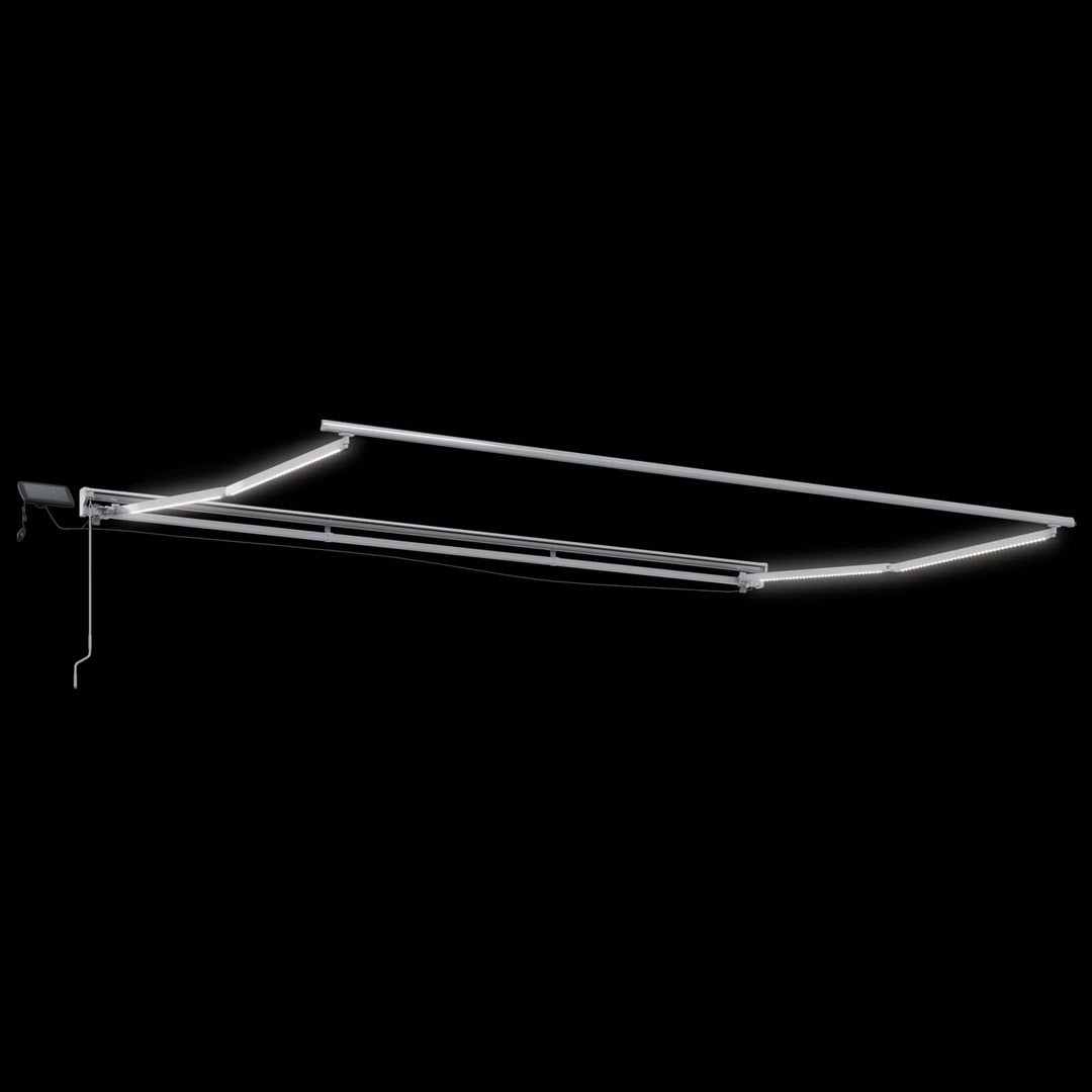 Manuel markise-ramme med LED-lys Gråbrun 4,5 × 3,5 m
