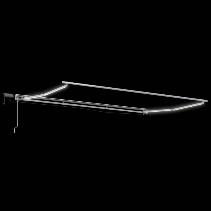 Manuel markise-ramme med LED-lys Gråbrun 4,5 × 3,5 m