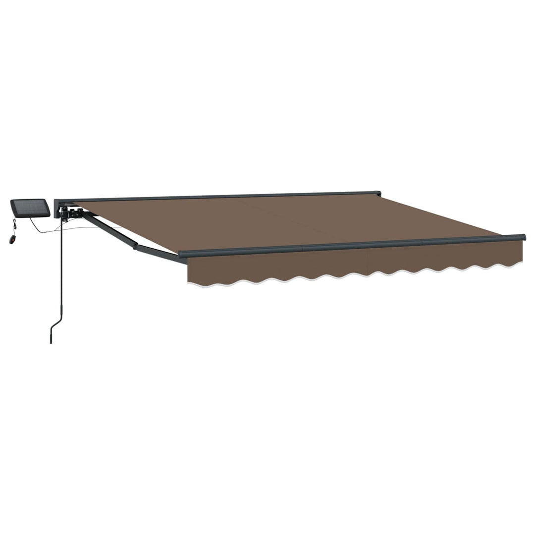 Manuel markise-ramme med LED-lys Gråbrun 4,5 × 3,5 m