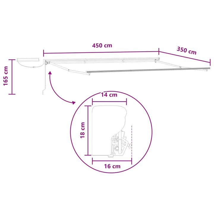 Elektrisk Utrækkelig Markise Gråbrun 4,5 × 3,5 m