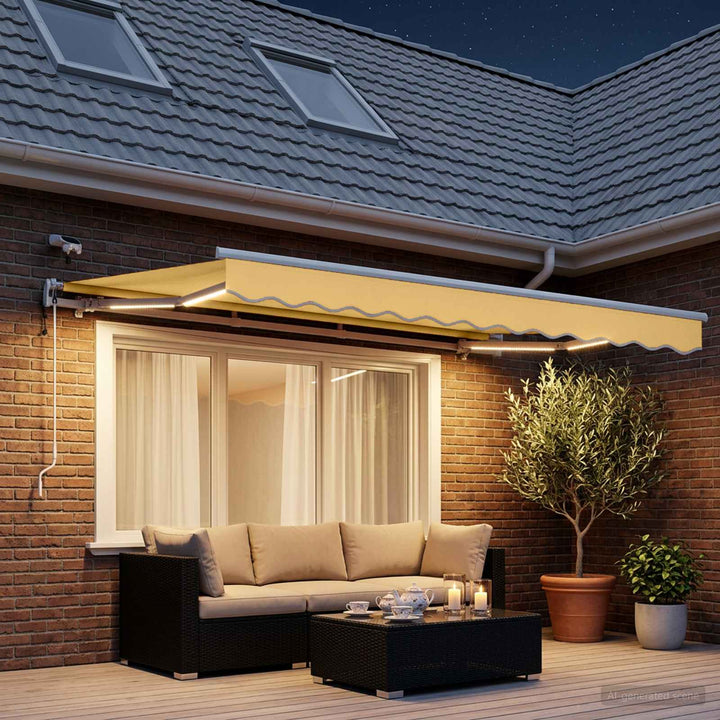 Udtrækkelig markise Sandfarvet 500 × 300 cm Polyester