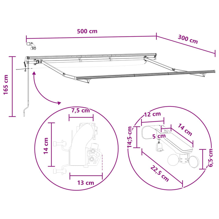 Markiseduge Sandfarvet 500 × 300 cm Polyester