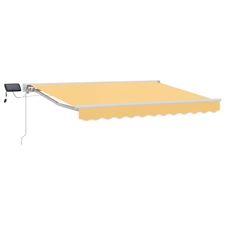 Manuel markise-ramme med LED-lys Sandfarvet 5 × 3,5 m