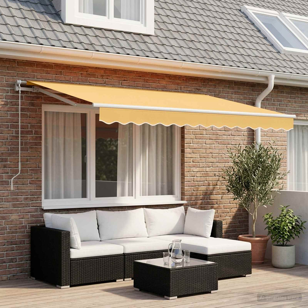 Udtrækkelig markise Sandfarvet 600 cm Polyester og Aluminium