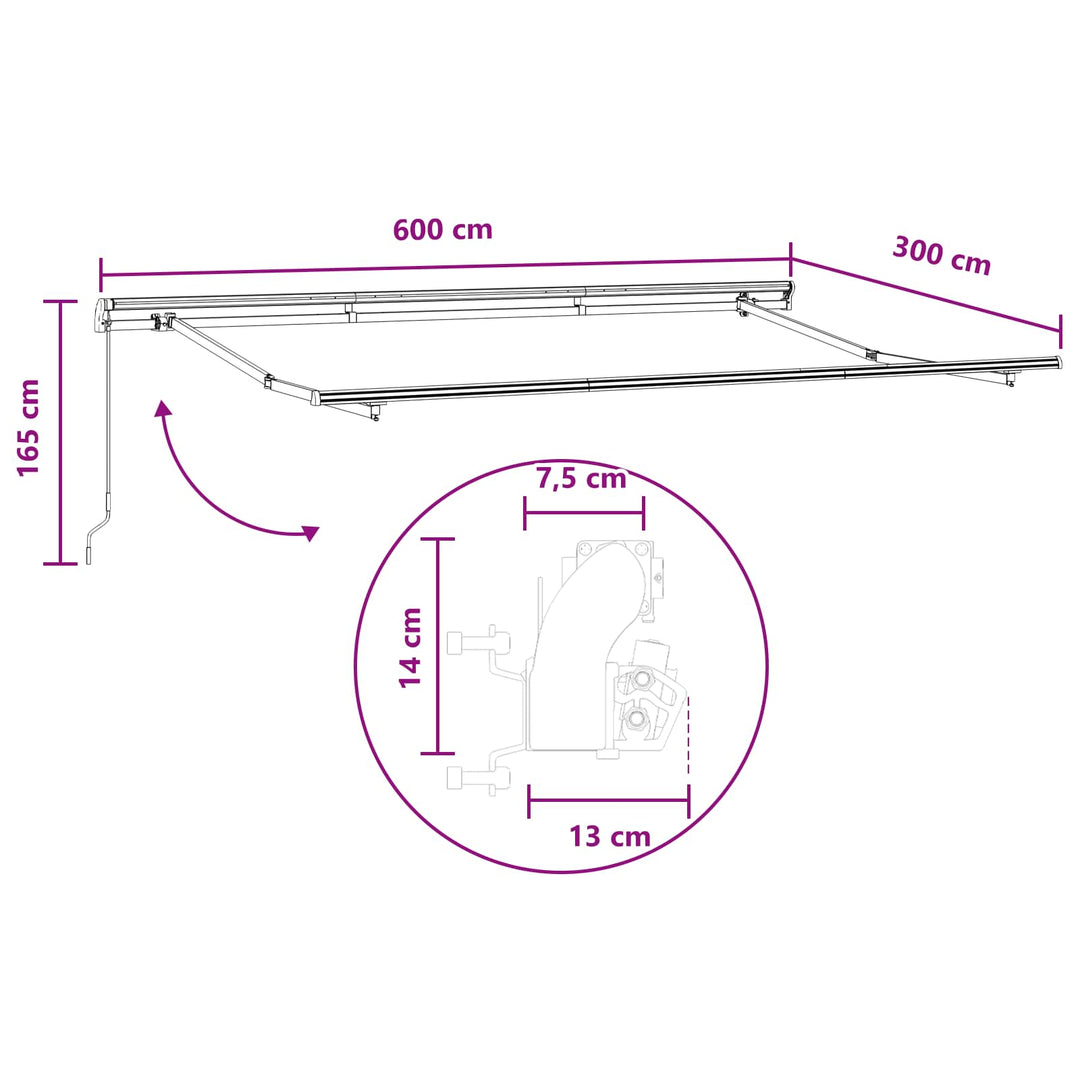 Udtrækkelig markise Gråbrun 600 × 300 cm Polyester og Aluminium