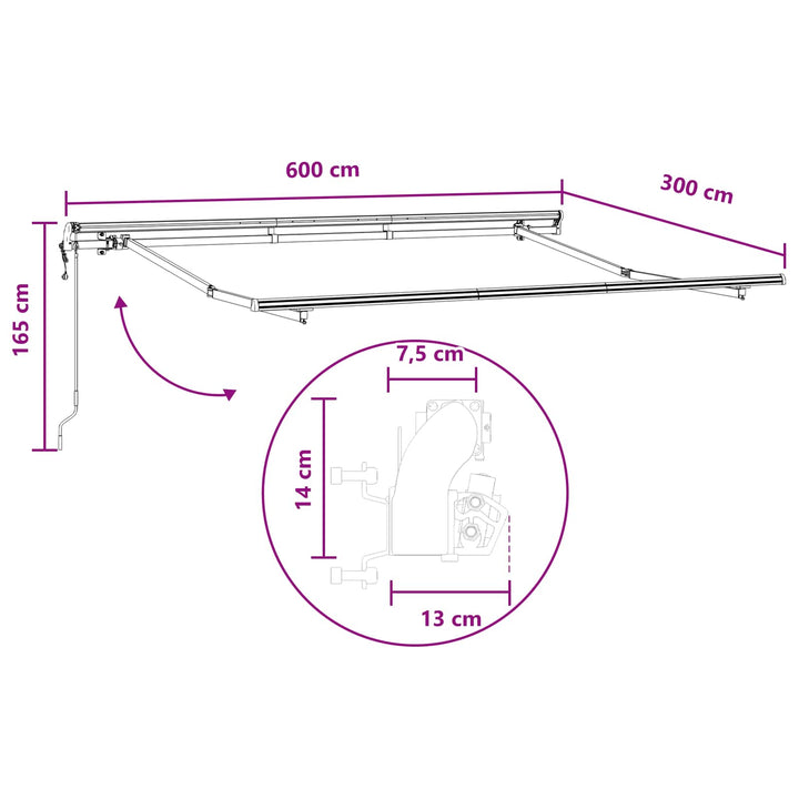 Udtrækkelig markise Gråbrun 600 × 300 cm Stof og aluminium