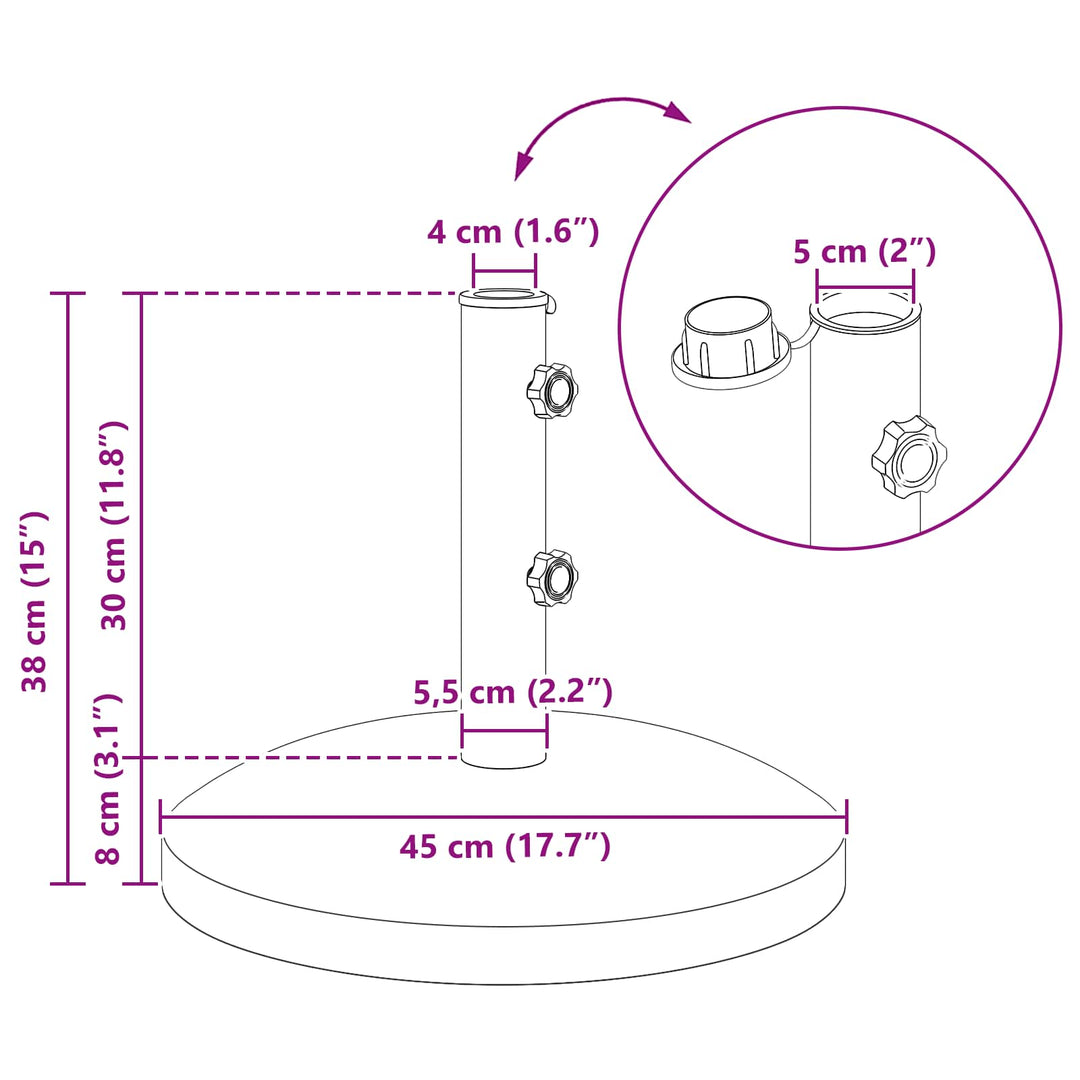 Parasolfod til 40-50 mm pole 26.75 kg Sort for 40-50 mm Pole