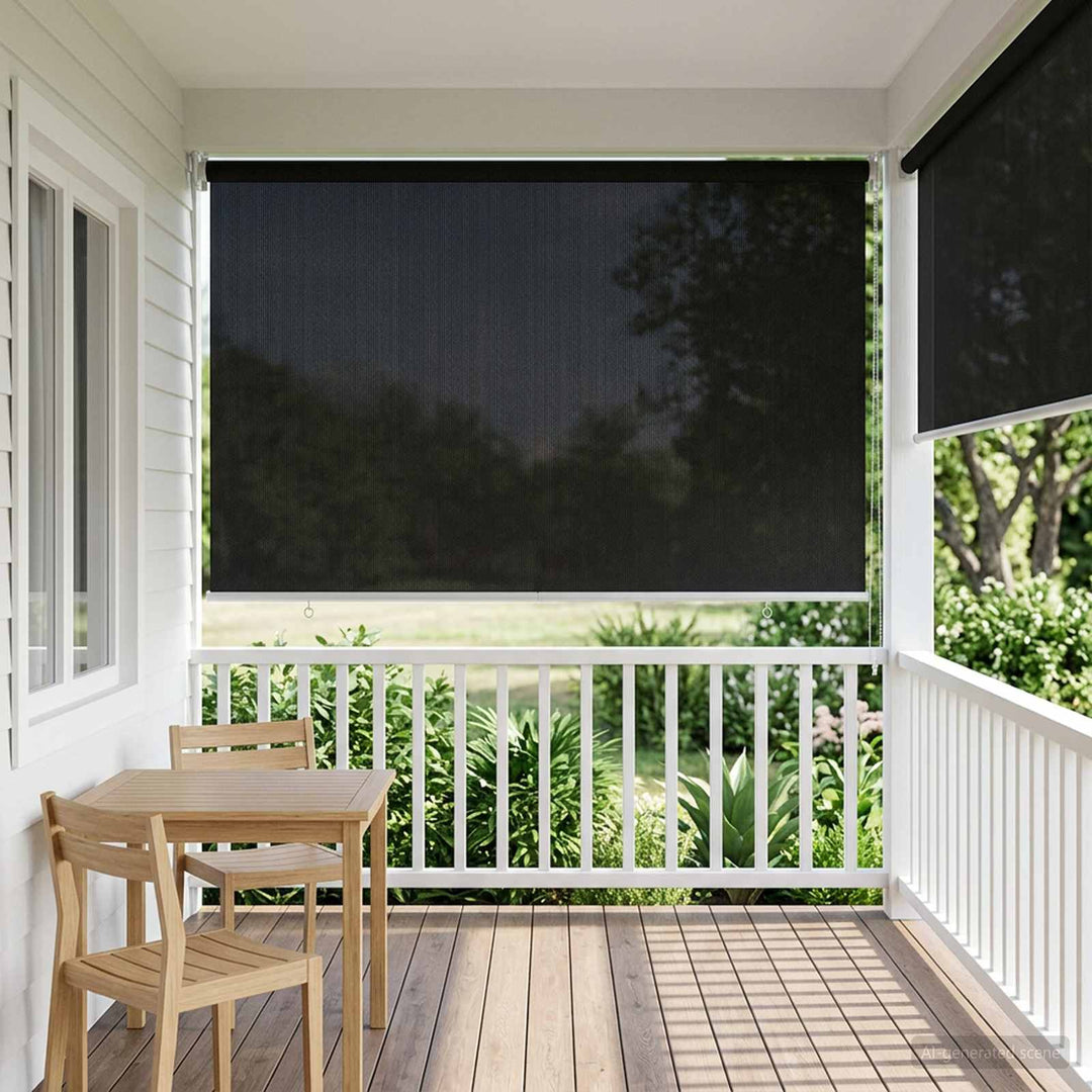 Udendørs rulleskærm 90% UV blok Sort 140 x 140 cm HDPE