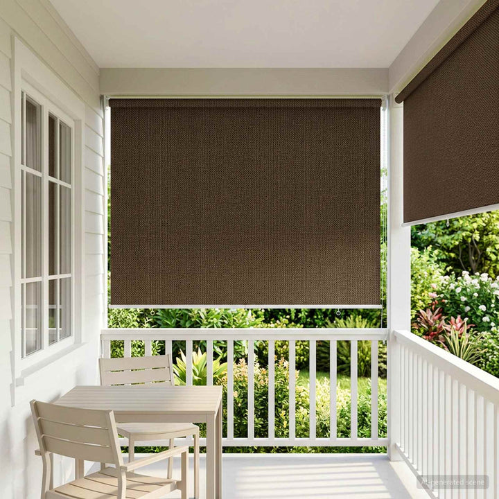 Udendørs rulleskærm 90% UV blok Brun 80 x 230 cm HDPE