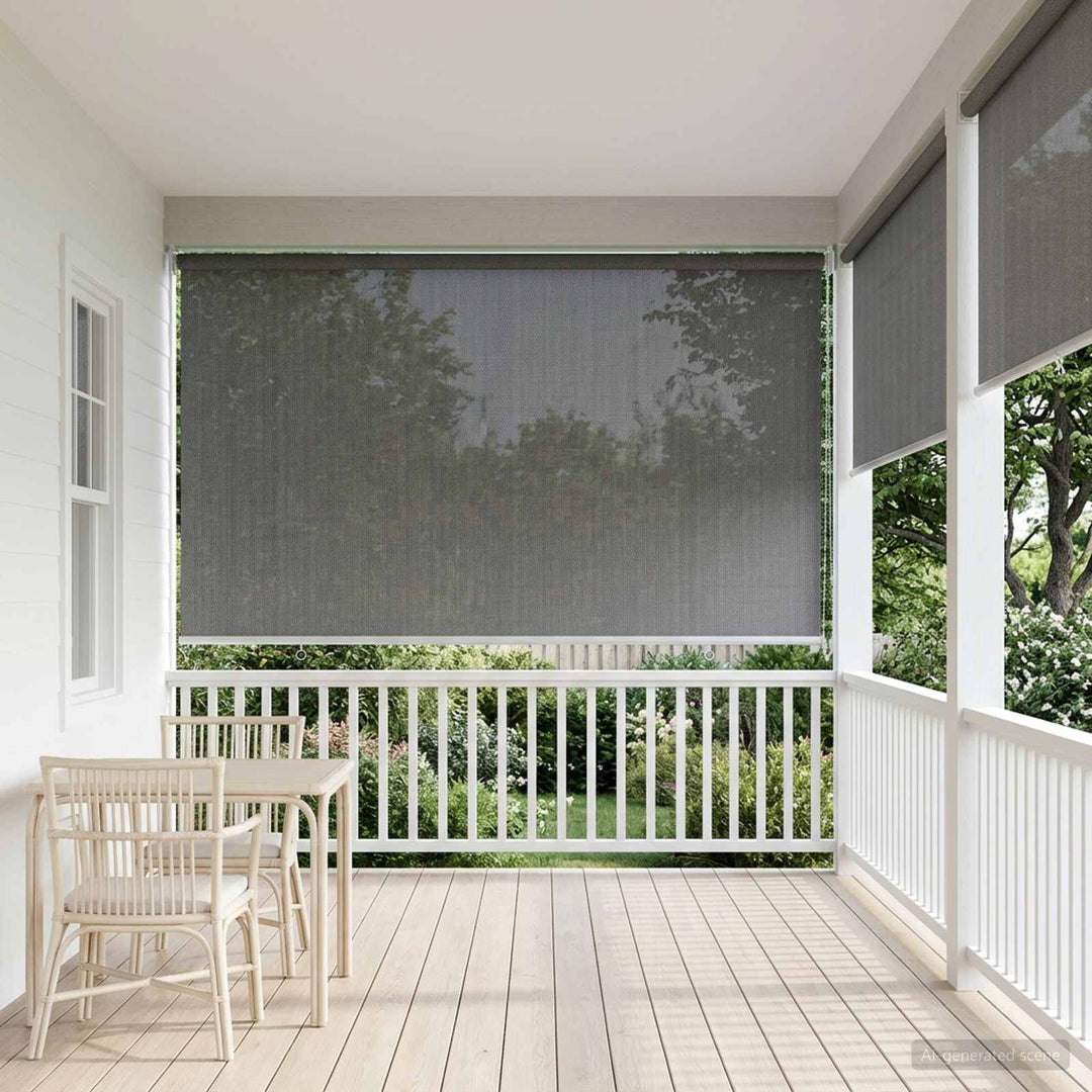 Udendørs rulleskærm 90% UV blok Lysegrå 180 x 140 cm HDPE